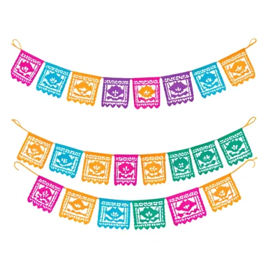 festive garland of colorful mexican papel picado sticker