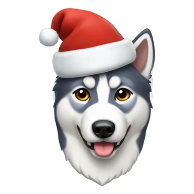 husky wearing a santa hat sticker