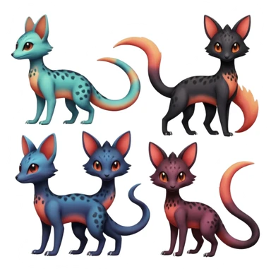 magma-pastel-gradients-colored Salandit-Umbreon-Genet-Noivern-Noibat-Serval-Hybrid (Full body) sticker
