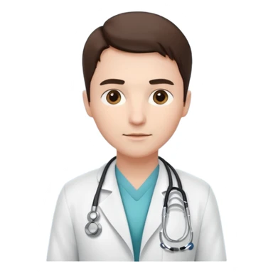 medico con estetoscopio y bata en la consulta de un hospital sticker