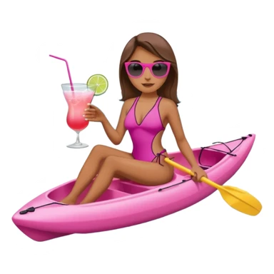 Female in pink kayak with cocktail in hand at the beach sticker