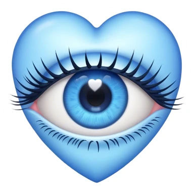 Eye with eyelashes inside blue heart sticker