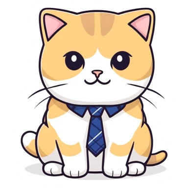 Scottish fold cat with tie sticker