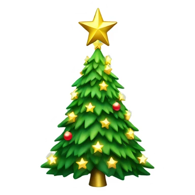 Green Christmas tree with rainbow lights and gold star on top sticker