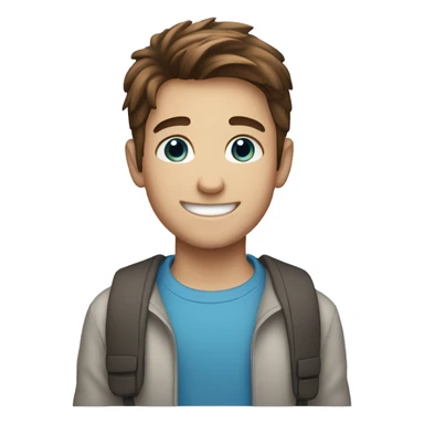 smiling boy with brown hair and blue eyes sticker