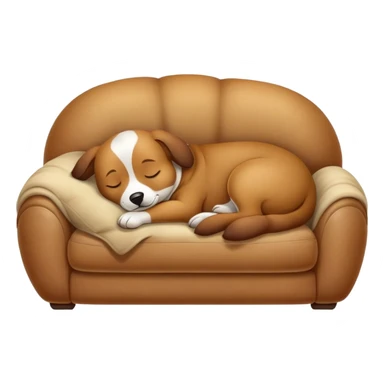 Potato-shaped dog sleeping on a couch in a room — true couch potato dog sticker