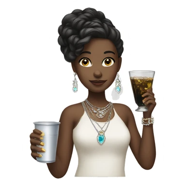 girl with drink and jewelry sticker