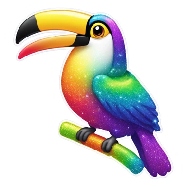 Lisa Frank rainbow sparkly toucan  sticker