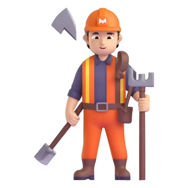 miner with helmet and pickaxe sticker