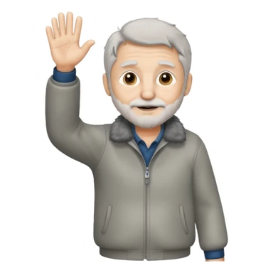 wolfgrandpa wholebody standing and waving his hand sticker