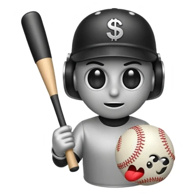 Bomb emoji holding a baseball bat with money sign eyes sticker