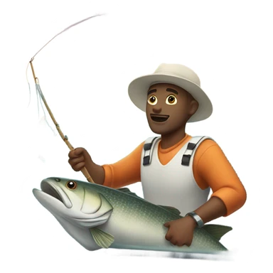 White person catching fish off a boat sticker
