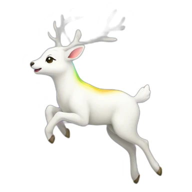 Flying white deer with rainbow sticker