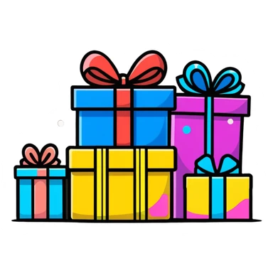 happy birthday celebration with gifts and confetti sticker