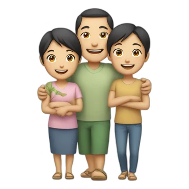 happy asian family sticker