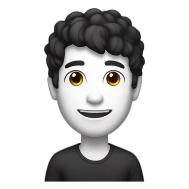 owerweight man,white skin,black hair,laugh sticker