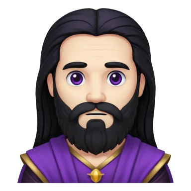 Pluto, Death God from Rome Mythology with long black hair and beard, black and purple outfit sticker