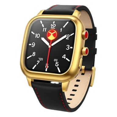 3D render of Laser Watch, secret agent spy gear aesthetic, hidden mechanisms, gold luxury wristwatch emitting a tiny red laser beam, sleek tactical texture, Apple emoji style, isolated on white background --v 6.0. sticker