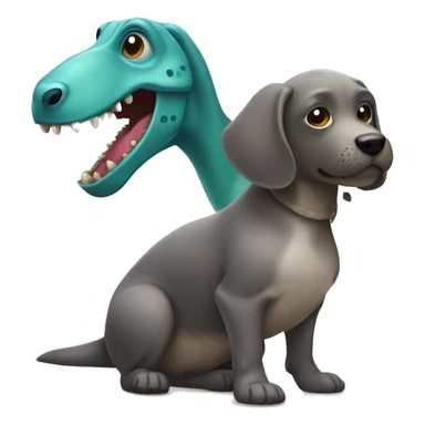 dog play with dinosaur sticker
