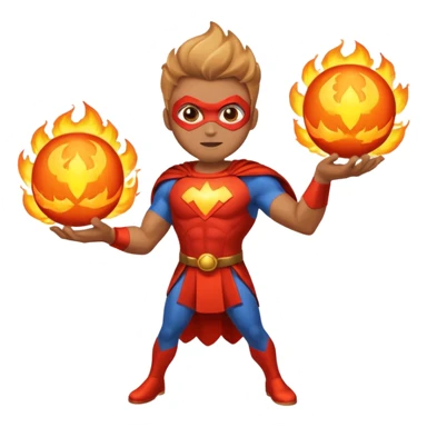 A superhero with two fireballs on his hand sticker
