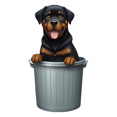 Rottweiler bringing in garbage can sticker