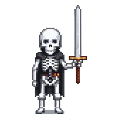 skeleton with a sword standing pose sticker