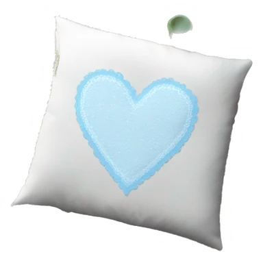 White heart shaped pillow with baby blue lace  sticker