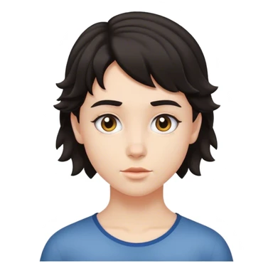 matt girl with super small short mullet wavy dark hair sticker