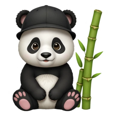 panda wearing cap with bamboo sticker