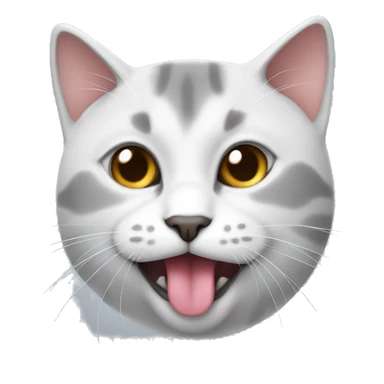 white-gray cat with tongue  sticker