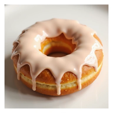 realistic glazed donut, soft lighting, appetizing, plain glazed with glossy finish, on white background sticker