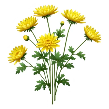 single Bright Yellow Chrysanthemum, straight stem sticker