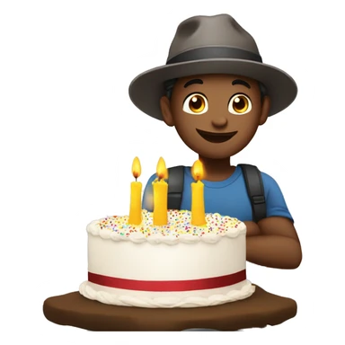 A 10 years boy with hat birthday wishes with cake sticker