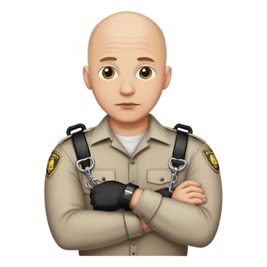 Bald man in hand cuffs sticker