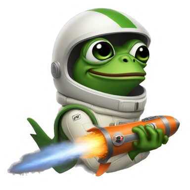 pepe with rocket  sticker