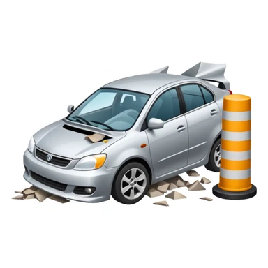 car crashed to a trafic barrier sticker