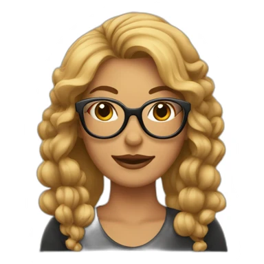 Mujer con rulos pelo largo castaño con gafas sticker