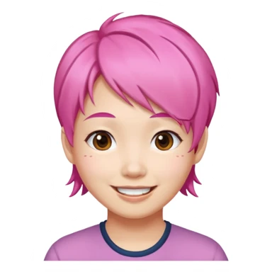 asian emoji face withpink hair  sticker