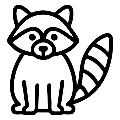 simple raccoon icon, minimalist and bold, clean black outlines, no fill, modern icon style sticker