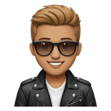 Happy Male Music Singer with white shirt, black leather jacket and sunglasses sticker