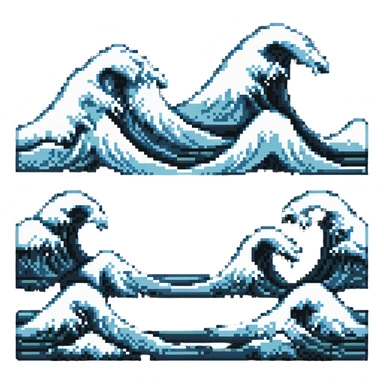 ocean wave pixel art sticker