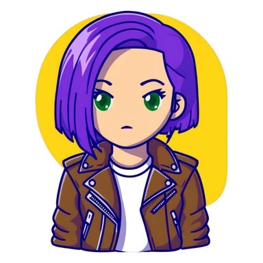 Mal from Descendants, purple hair, leather jacket, green eyes sticker