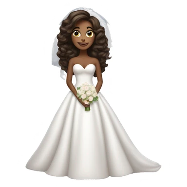 beautiful brunette girl with blowout hair in big beautiful wedding dress sticker