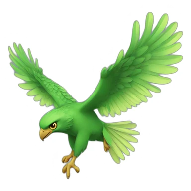green hawk with the wings flapping next to body sticker
