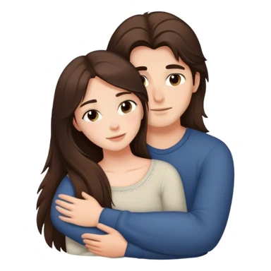 brunette long haired girl and her brunette boyfreind cuddling sticker
