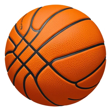 Cinematic Realistic image of a basketball rendered in vivid orange with a pebbled surface texture and crisp stitching details, set against a high-contrast backdrop that highlights its dynamic, sporty essence sticker