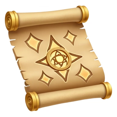 desert magic scroll object icon, ancient parchment with glowing sand symbols, sand dust floating, fantasy desert artifact, 3D cartoon, mobile game icon style, centered, clean background, no text, no watermark
 sticker