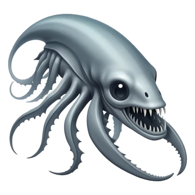 Sad Reaper Leviathan from Subnautica game, fearsome underwater creature with long mandibles, looking sad sticker