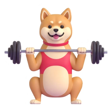 shiba inu at gym doing barebells sticker