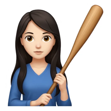 woman with long dark hair holding a bat (animal) sticker